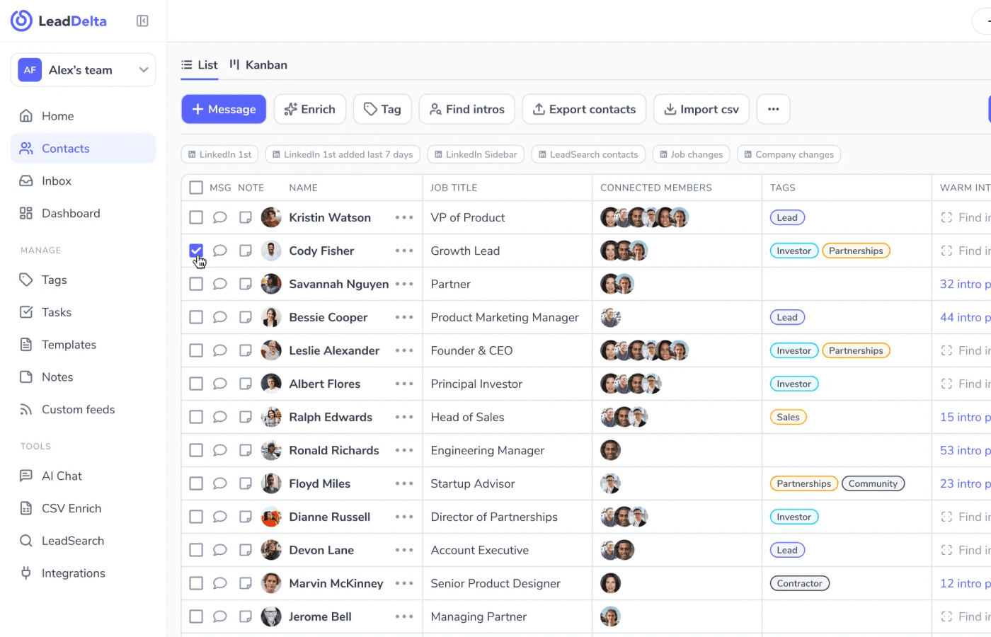 LeadDelta product interface