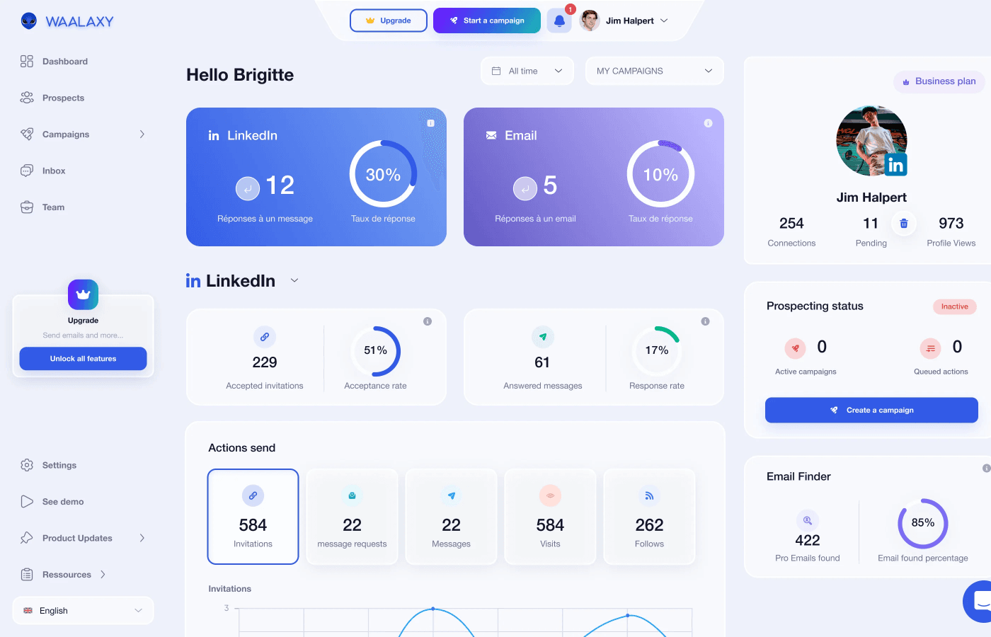 Waalaxy product interface