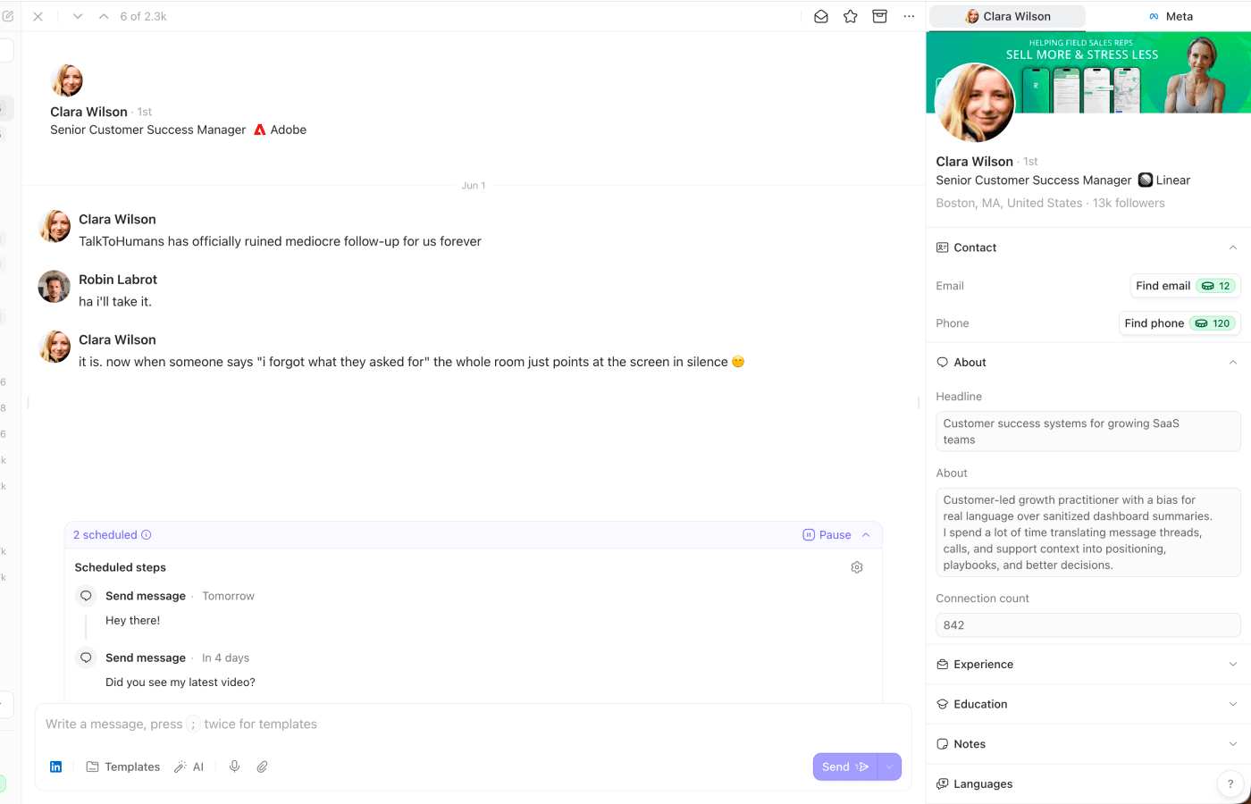 TalkToHumans product interface