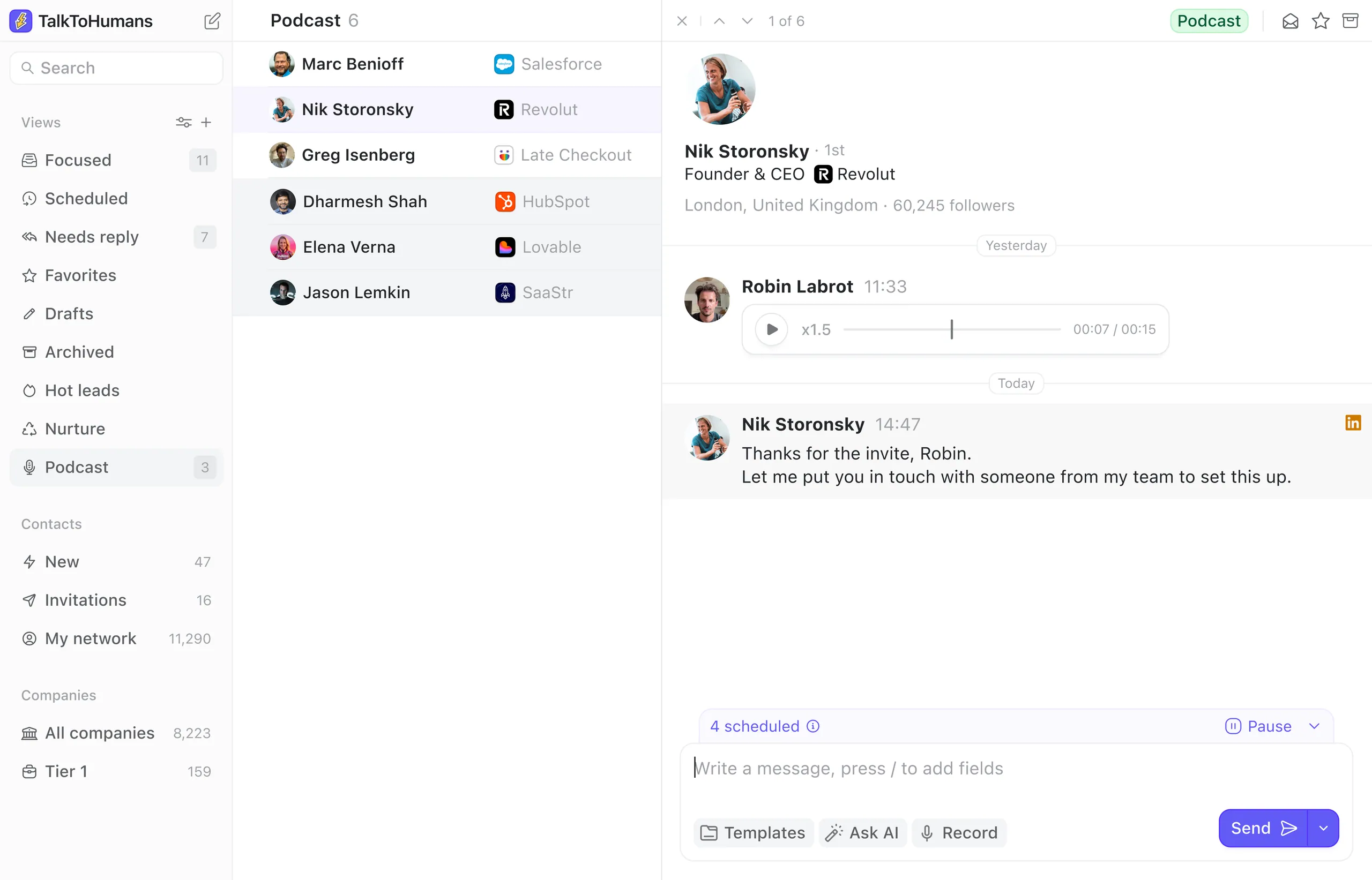 TalkToHumans — Split inboxes